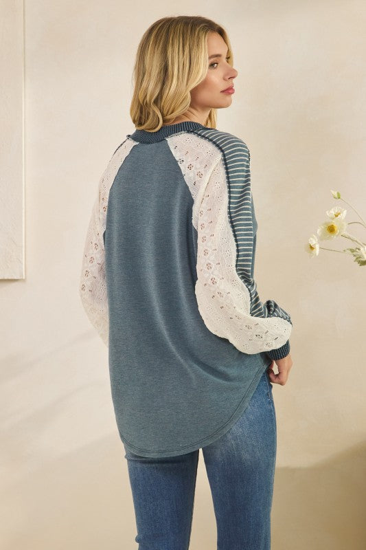 Cozy Contrast Fabric Casual Top