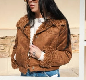 Faux Fur lined Jacket Brown