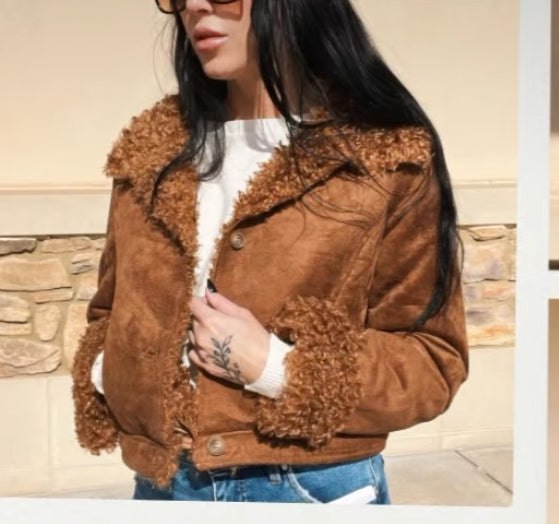 Faux Fur lined Jacket Brown