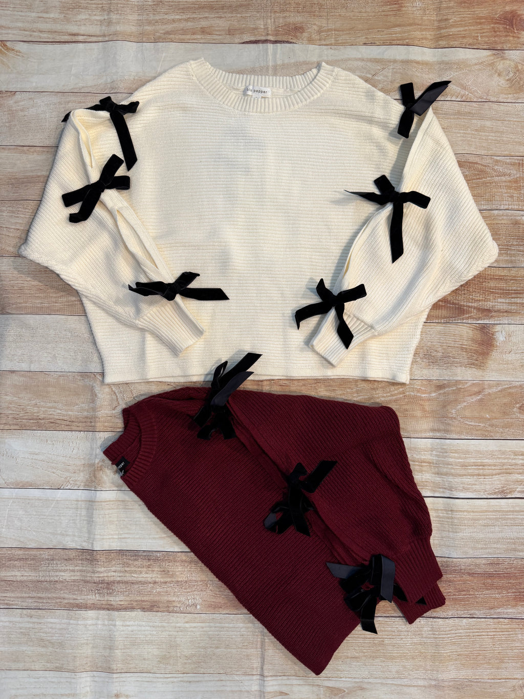 Bow Sleeve Sweater in Ivory