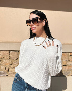 Herringbone Sweater in Off White