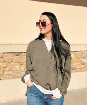 Contrast Neck Sweatshirt