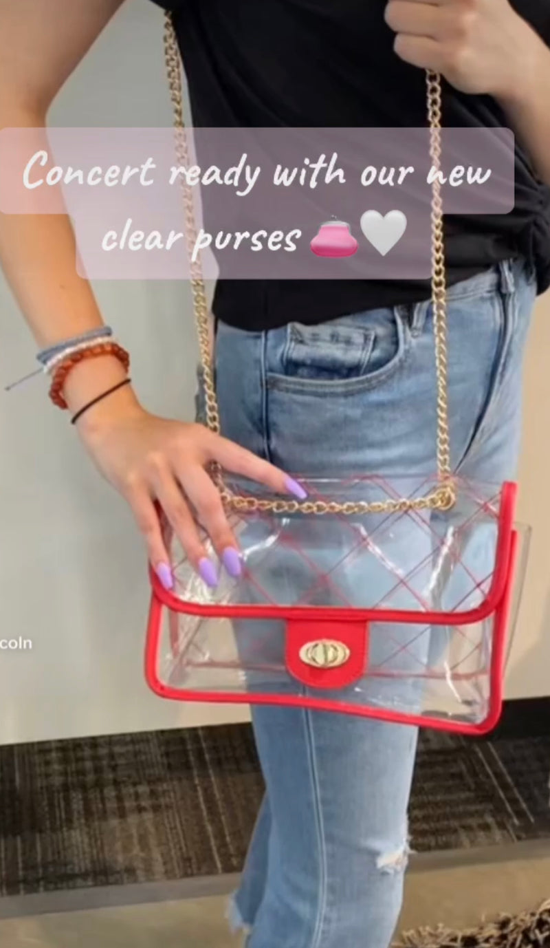 Clear Crossover Bag W Red Trim
