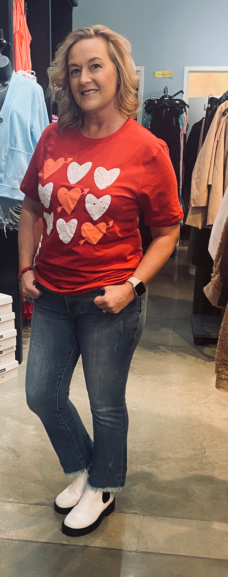 Heart Tic Tac Toe T-Shirt in Red