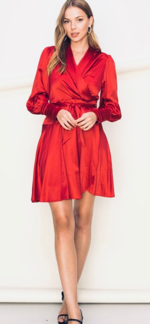 Satin Long Sleeve Dress