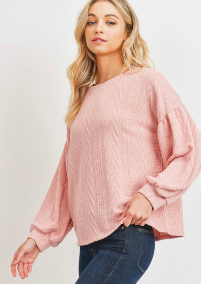 Jacquard Knit Top in Pink