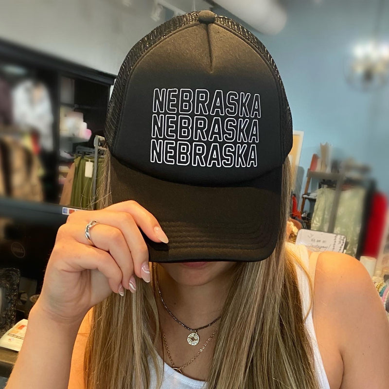 NE NE NE Trucker Hat in Black