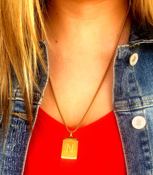N Initial Necklace in Gold