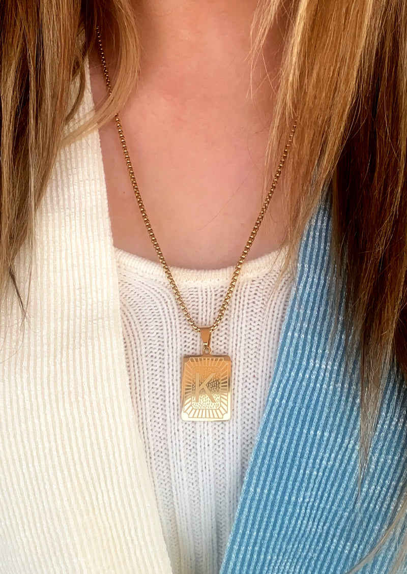 K Initial Necklace in Gold