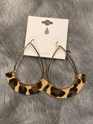 Leopard Gold  Leather Earring