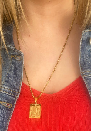J Initial Necklace in Gold