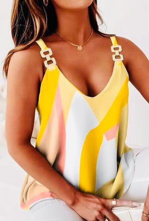 Abstract Print Tank Top in Yellow